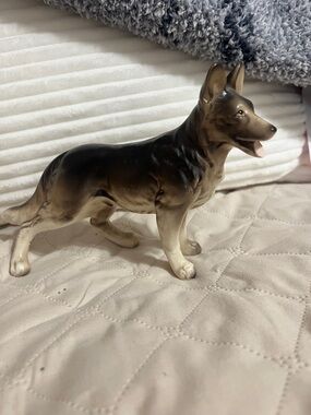 Ceramic German Shepherd Figurine in Brown and Black